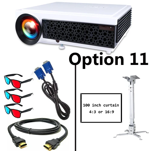 Option 11 Poner Saund LED96+ wifi Full HD проектор Android 6,0 беспроводной многоэкранный интерактивный 10 м HDMI настенный кронштейн штатив Vs led96 - Цвет: Option 11
