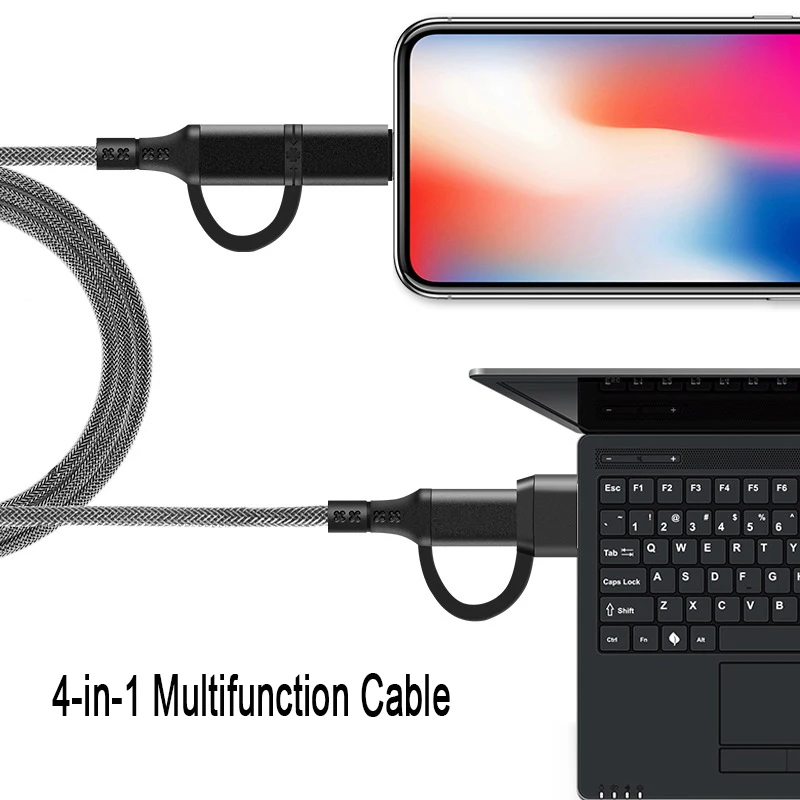 Кабель передачи данных Mcdodo 4 в 1 60 Вт PD usb/Type-C/iPhone быстрая зарядка
