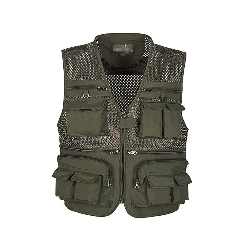 

Outdoor Fishing Vests Quick Dry Breathable Multi Pocket Mesh Jackets Photography Hiking fish Unloading Tactical Coat