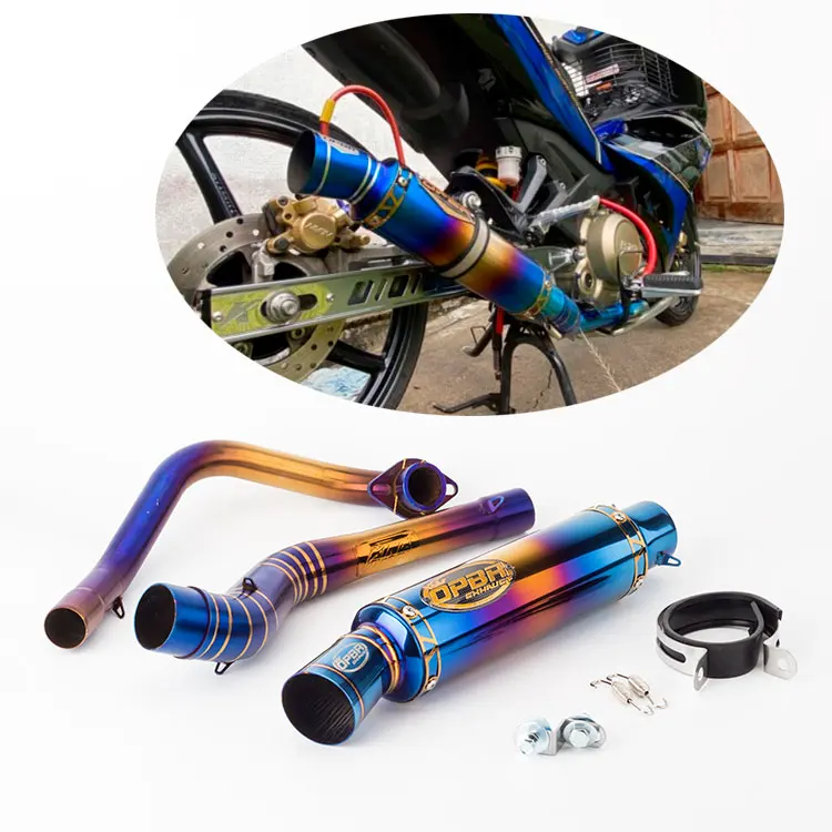 

Lc150 Motorcycle Modified For Yamaha Y15 zr Exhaust Pipe Lc150 Muffler Semi-Blue Stainless Steel