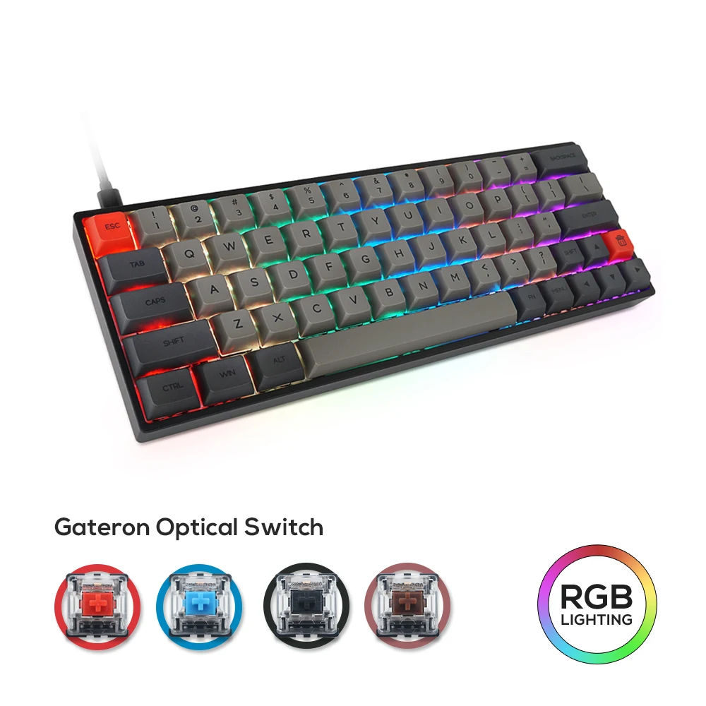 Механическая клавиатура SK64 проводной оптический переключатель Gateron RGB подсветка