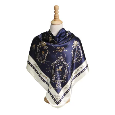 Foulard en soie mode Satin châle écharpes grande taille 90*90cm carré cheveux/tête foulards femmes bandana |