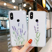 simple lavender purple flowers phone case transparent for xiaomi cc 9 11 max3 mix3 mix2 6x 8 5x 10s 11 10 x se lite pro