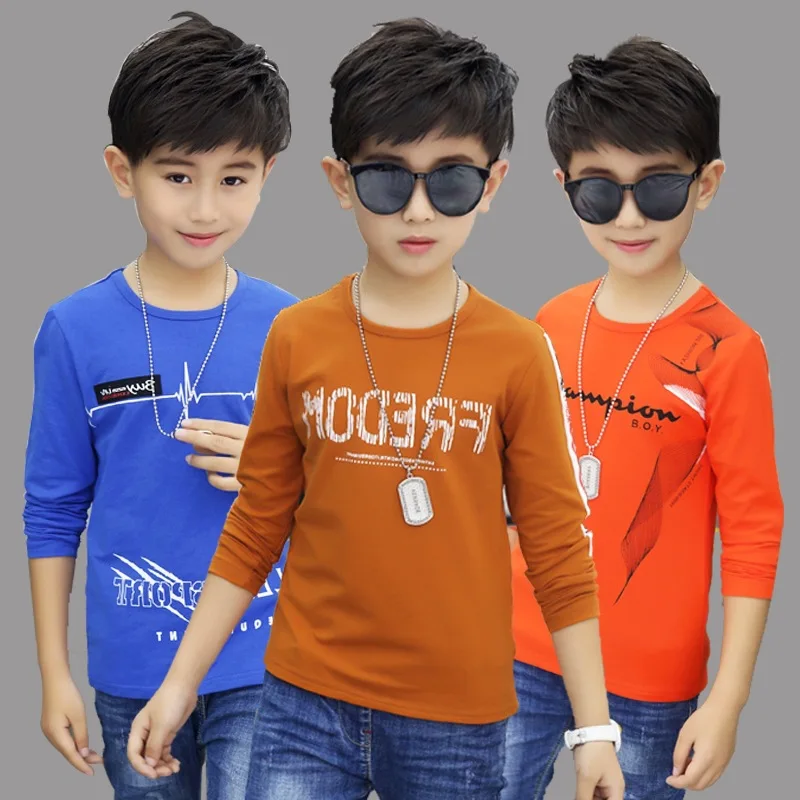 Новинка весна-осень 2019 Детские хлопковые футболки с длинными рукавами для
