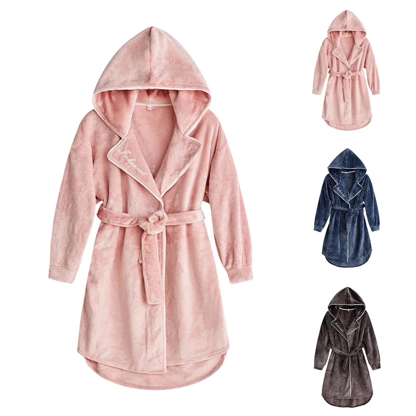 

Bathrobe Terry Female Night Gown Coral Thickened Fleece Autumn And Winter Long Outer Wear Home Service Sleepwear 2022 peignoir