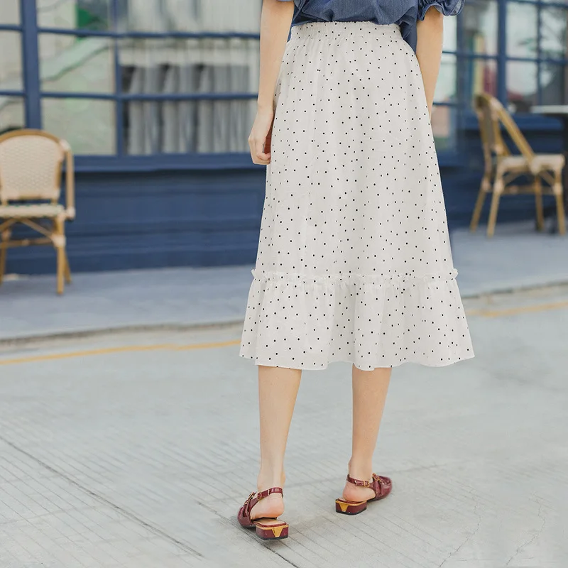 Симпатичная летняя юбка с эластичной талией в стиле ретро волнистой окантовкой