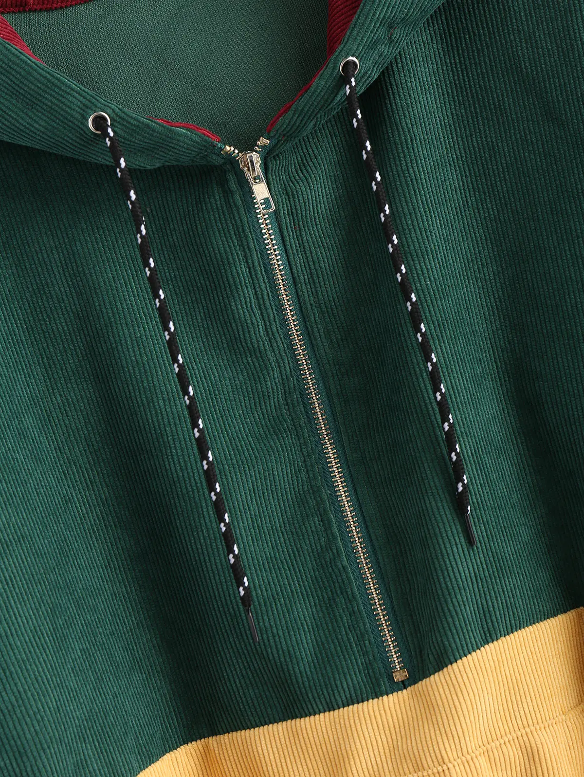 ZAFUL толстовка с капюшоном со шнуровкой полумолния контрастная Вельветовая