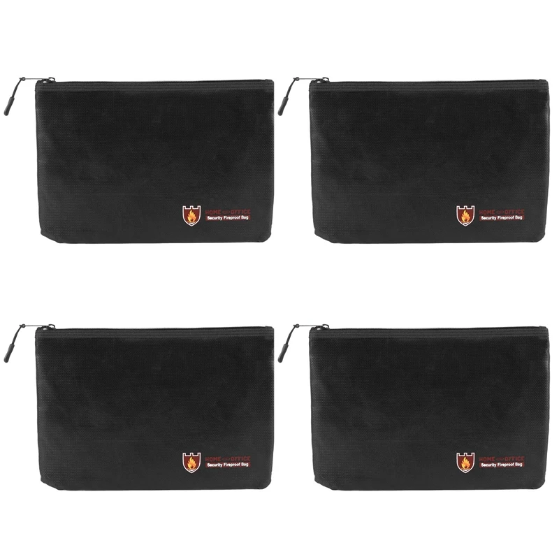 

4X Fireproof Document Bags, Waterproof and Fireproof Bag with Fireproof Zipper for iPad, Money, Jewelry, Passport