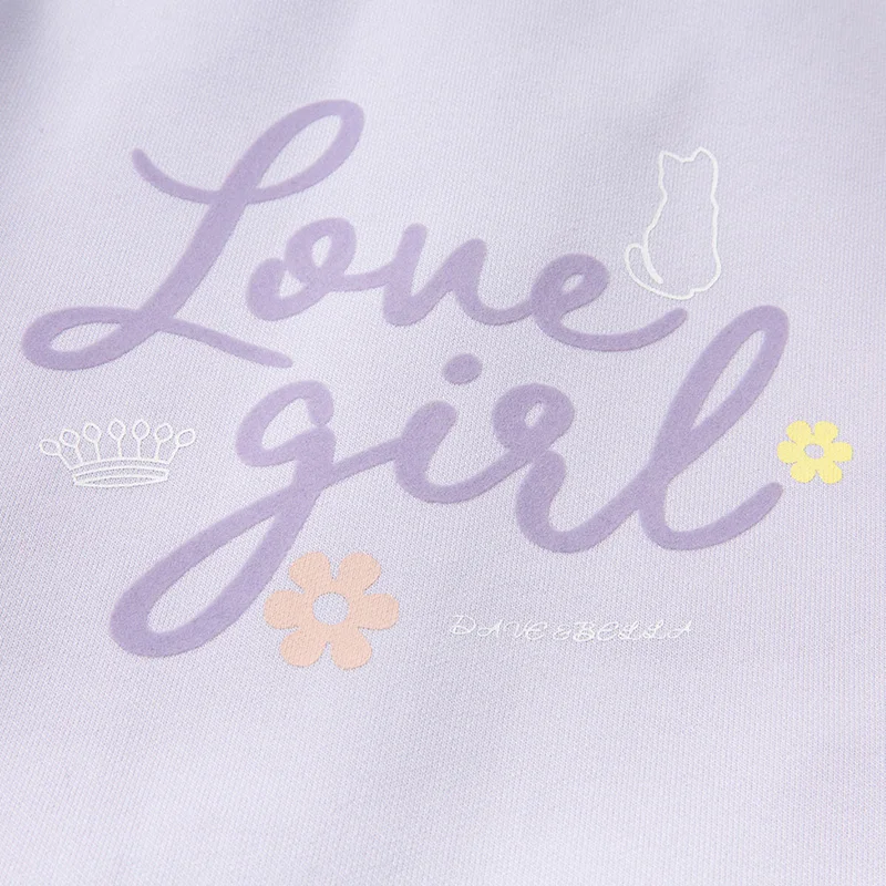 

DKY16960-1 dave bella spring kids girls fashion 5Y-13Y letter cartoon pockets coat cute children tops high quality outerwear
