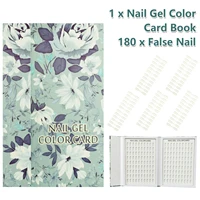 180 colors nail gel polish color display chart card book with 180pcs white acrylic false nail tips for professional salon home
