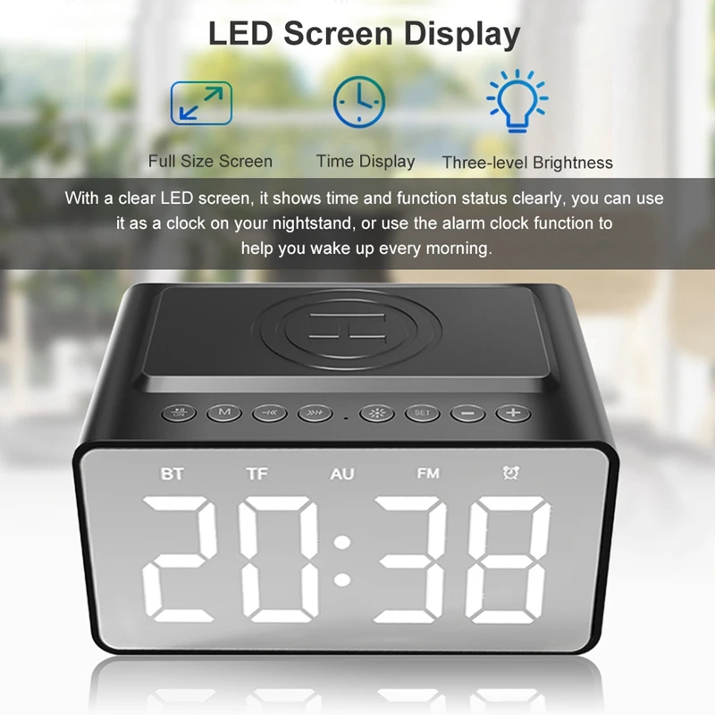 Bt-508 Wireless Bluetooth 5.0 Speakers Time Screen Display Double-Horn Subwoofer Alarm Clock Phone Charging Support Tf | Электроника