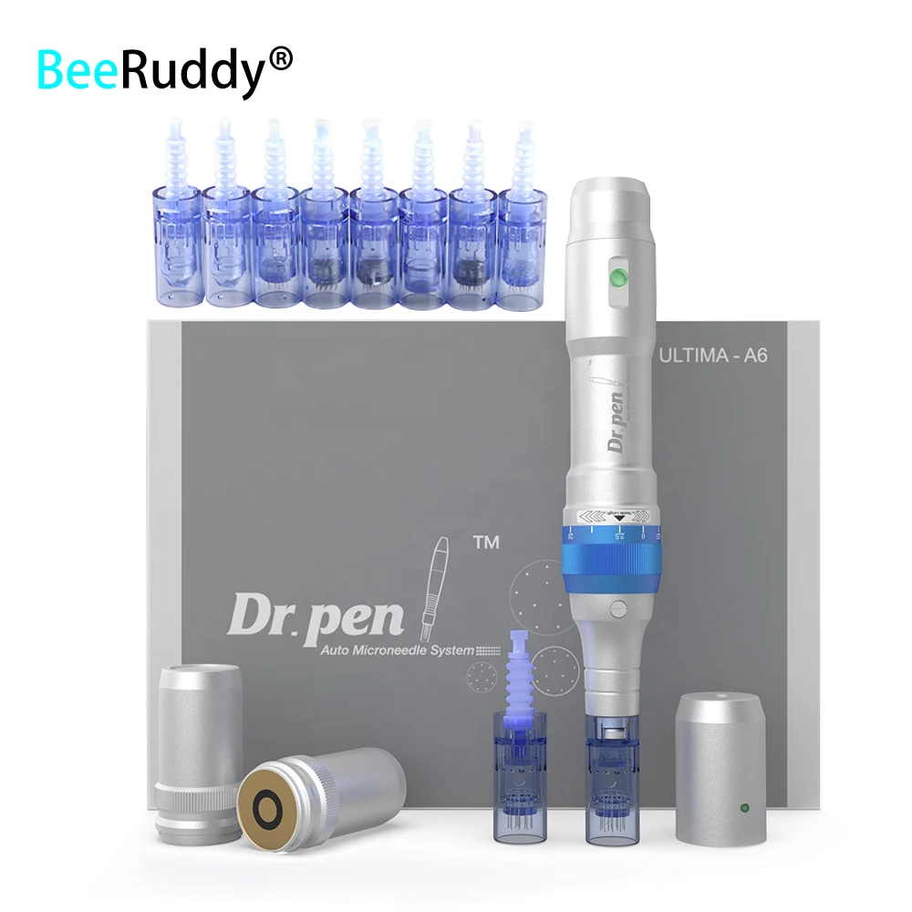 BeeRuddy Dr Pen A6 Ultima 10pcs Auto Micro Needle Wireless and Wired Microneedle Pen Electric Micro Rolling Derma Stamp Therapy