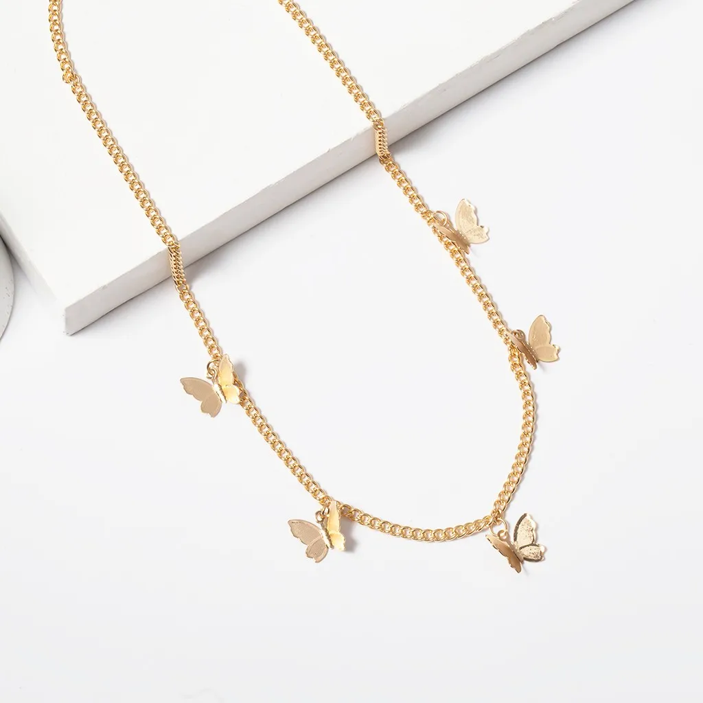 

Butterfly Pendant Necklace For Women Gold Silver Color Chain Choker Necklaces Butterfly Clavicle 2020 Fashion Boho Jewelry 2020
