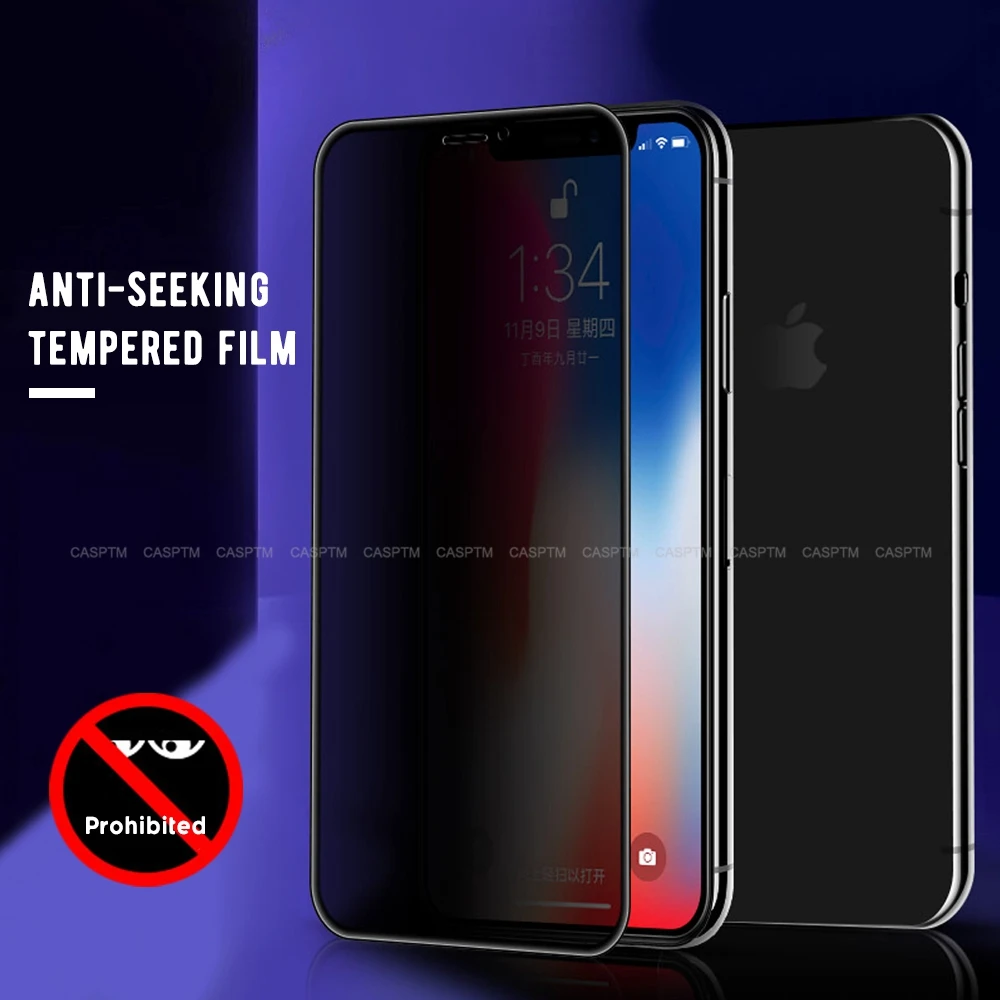 3D Privacy Black Screen Protector For iPhone 14 13 12 11 Pro Max X XS XR 6S 6 7 8 Plus Mini SE Anti-peeping Glass Protector Flim