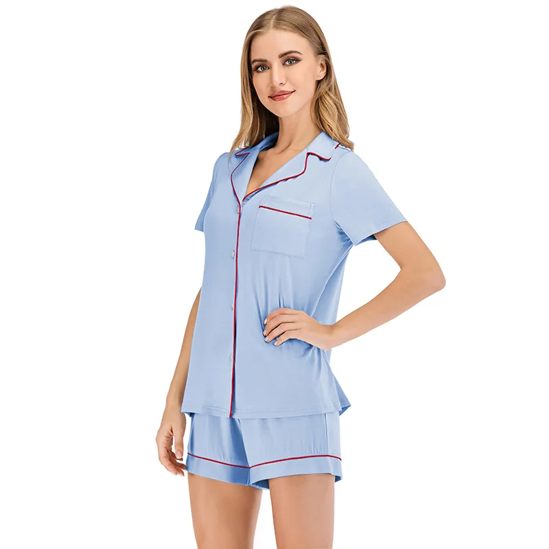 2021 New Short Sleeve Pajamas Women's Spring Summer Nightwear Suit Modal Leisure Homewear Sleepwear Set  Sleep Wear Nightgown