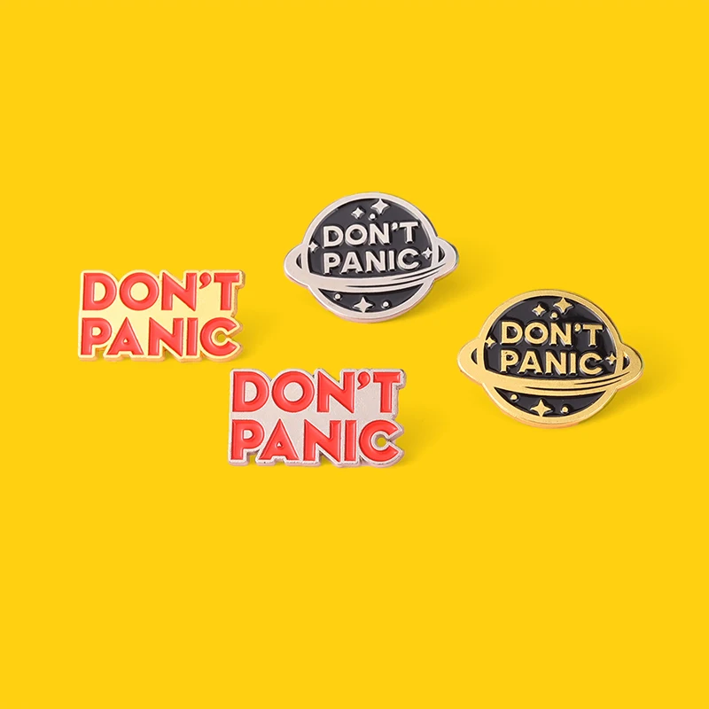 

Dont Panic Enamel Pin Plant Gold Silver Edge Brooches Decoration on Hat Backpack Clothes Badge Gift for Women Men Custom