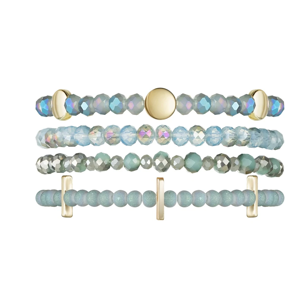 

Multi Strand Beaded Stackable Stretch Bracelets for Women Bohemian Boho Style Color Layered Statement Bangles