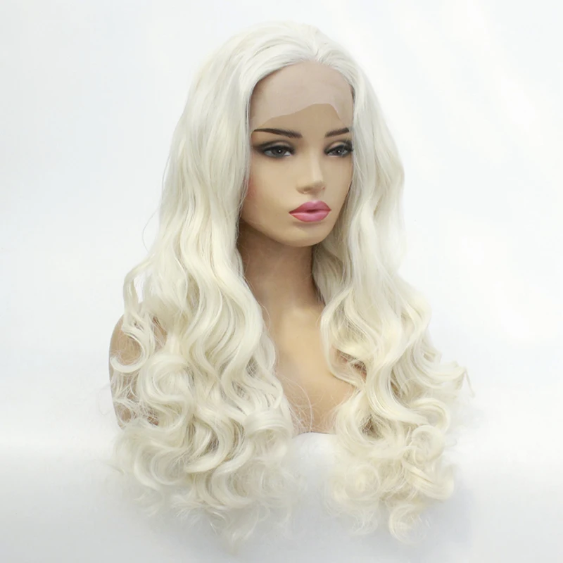 Парик блонд Синтетический на шнуровке спереди длинные натуральные волны #613