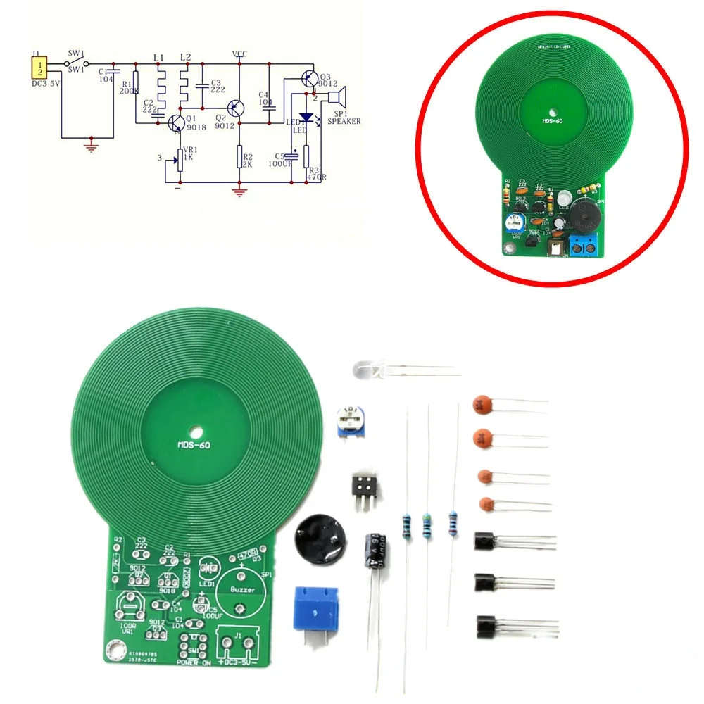 

1PCS DIY Kit Metal Detector Kit Electronic Kit DC 3V-5V 60mm Non-contact Sensor Board Module DIY Electronic Part Metal Detector