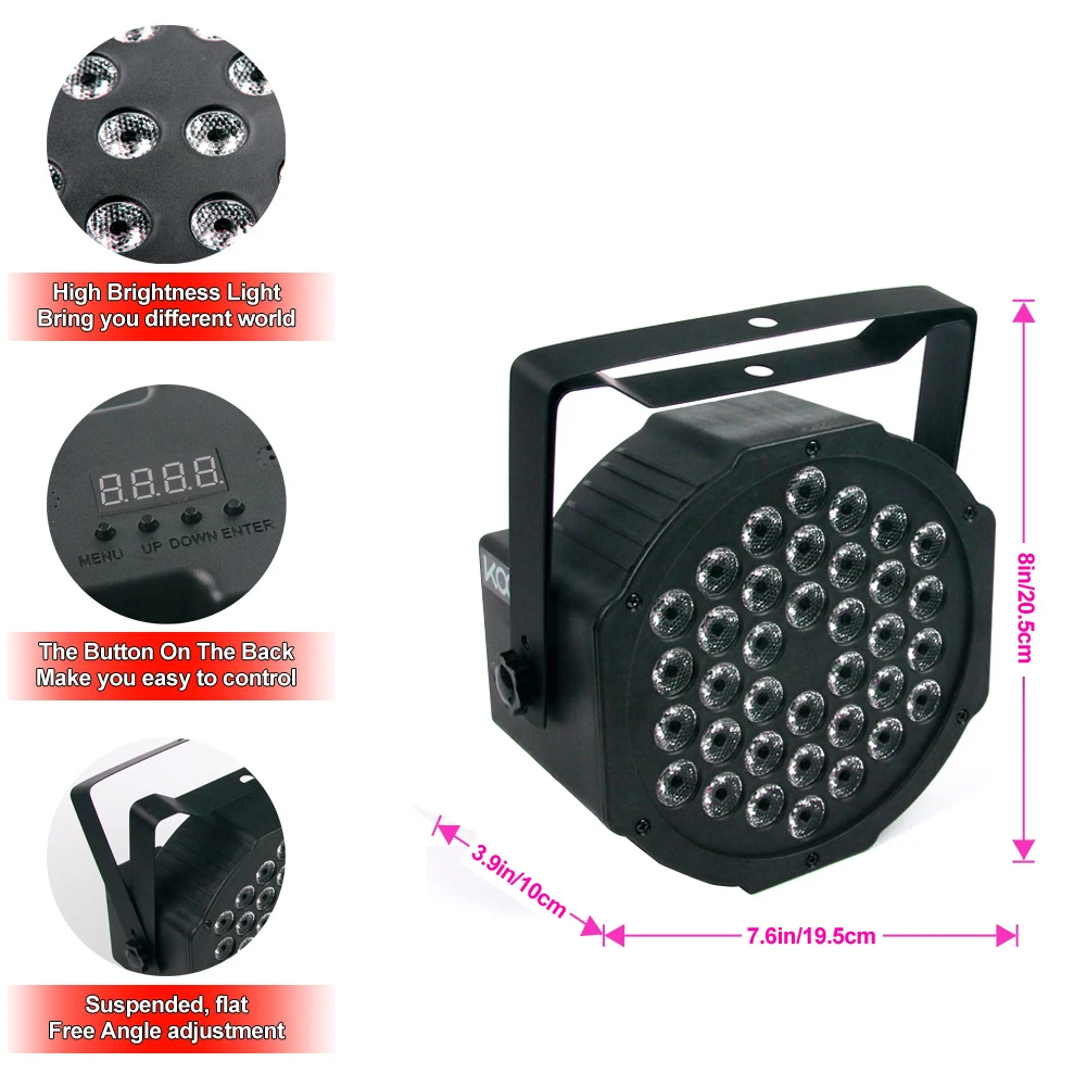 

Stage Light 36 LED RGB Lighting 9 Modes Sound Activated DJ Disco Lamp For Christmas Wedding Sound Home Party Lights Style 3