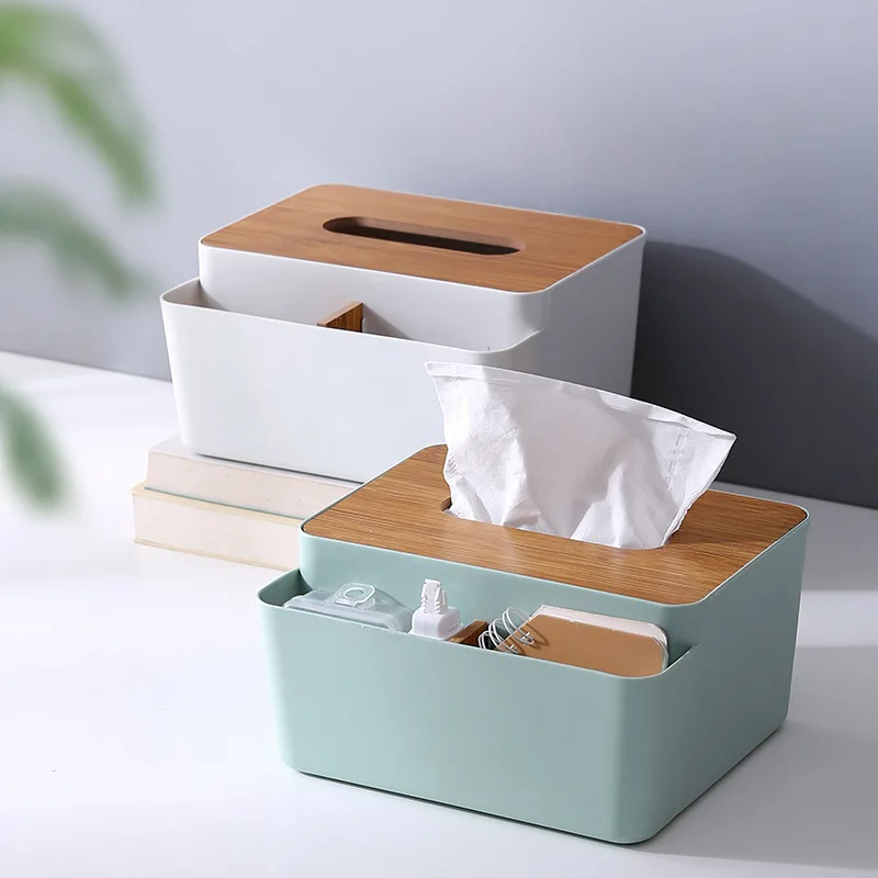 Tissue Box Holder Bamboo Cover Toilet Paper Box Napkin Holder Case Tissue Paper Dispenser Paper Towel Storage Box Tissue Boxes