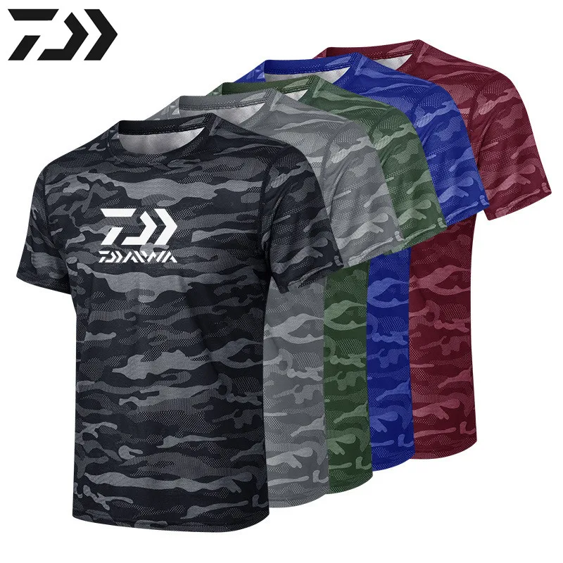 

New DAIWA Fishing T Shirt Summer Man Short Sleeve Camouflage Fishing Clothing Outdoor Sport Breathable Quick Dry Fishing Clothes