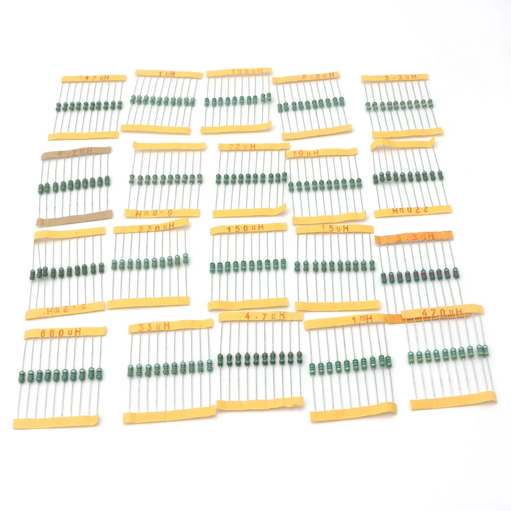 200 Pcs Professional Power Electrical Equipment 0.5W Inductor Kits Resistors Parts 20 Value DIP Color Wheel 10 Percent Tolerance |