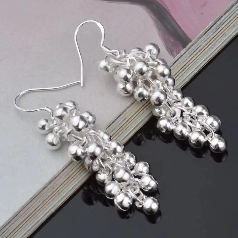 Серебряные ювелирные изделия женские серьги 925 Brincos Plata Long Orecchini Oorbellen из винограда