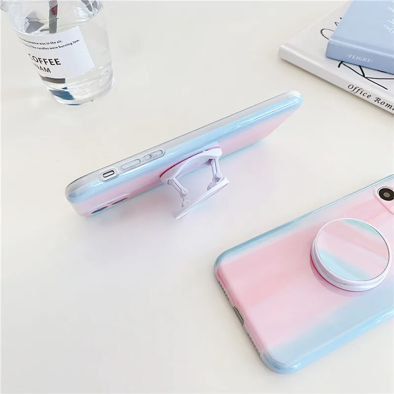 Luxury Gradient Watercolor Phone Holder Case For iPhone 11 Pro Max 7 8 Plus SE 2020 X XR XS Soft Silicone Covers | Мобильные