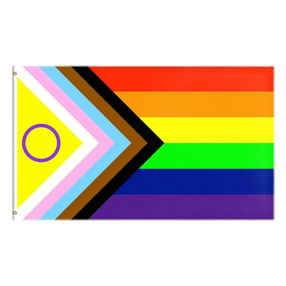 

2x3ft/3x5ft/4x6ft Newest Progress Pride Flag Gets 2021 Redesign to Better Represent Intersex People LGBT Rainbow Flags