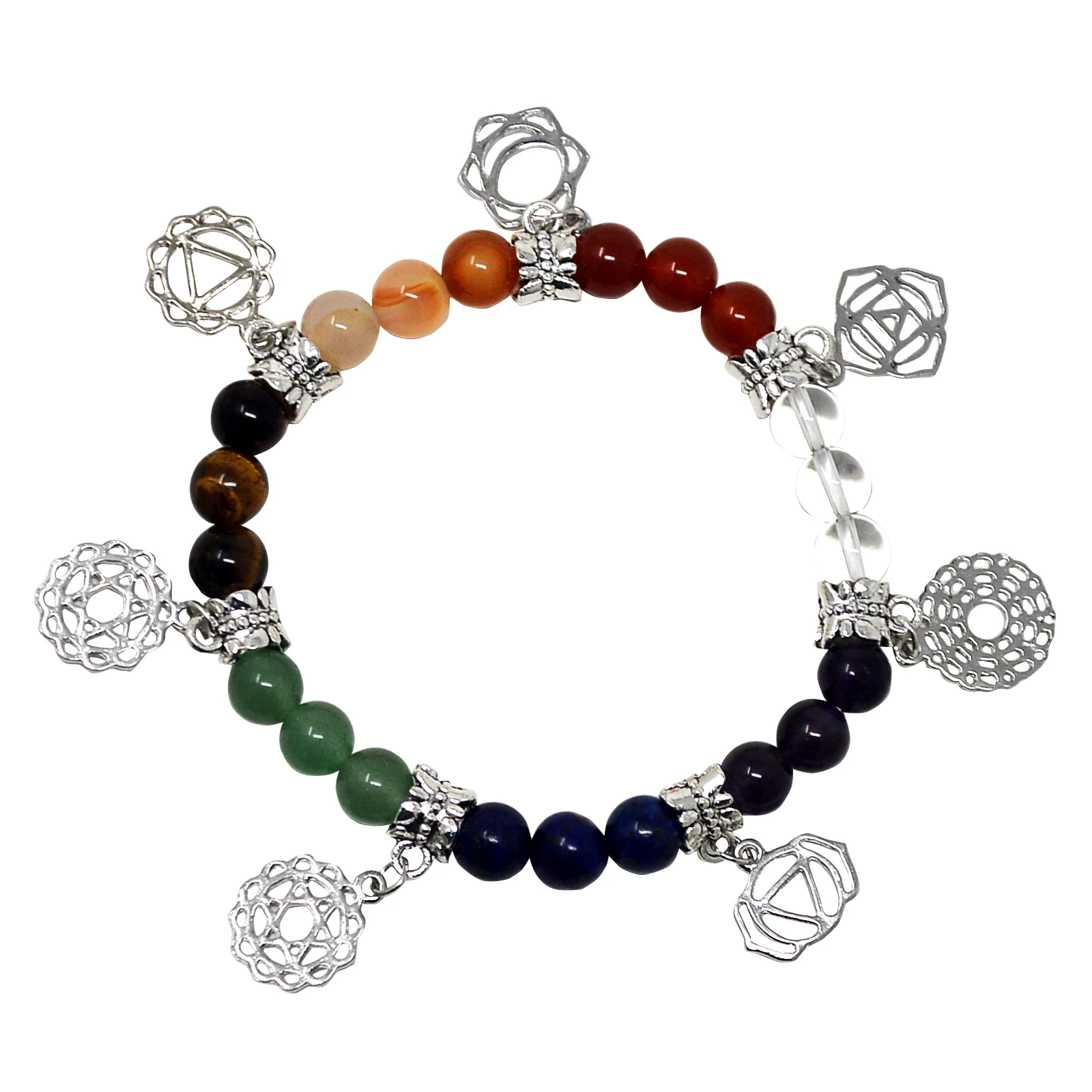 

7 Chakra Stones Bead Bracelets Muti-color Charm Bracelet Healing Crystal Stones for Women Men W4300