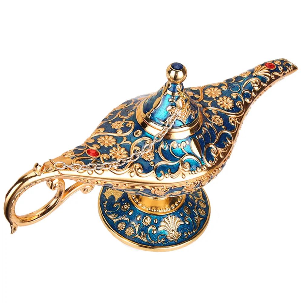 Синий металлический резной ретро светильник Genie винтажный домашний чайник для