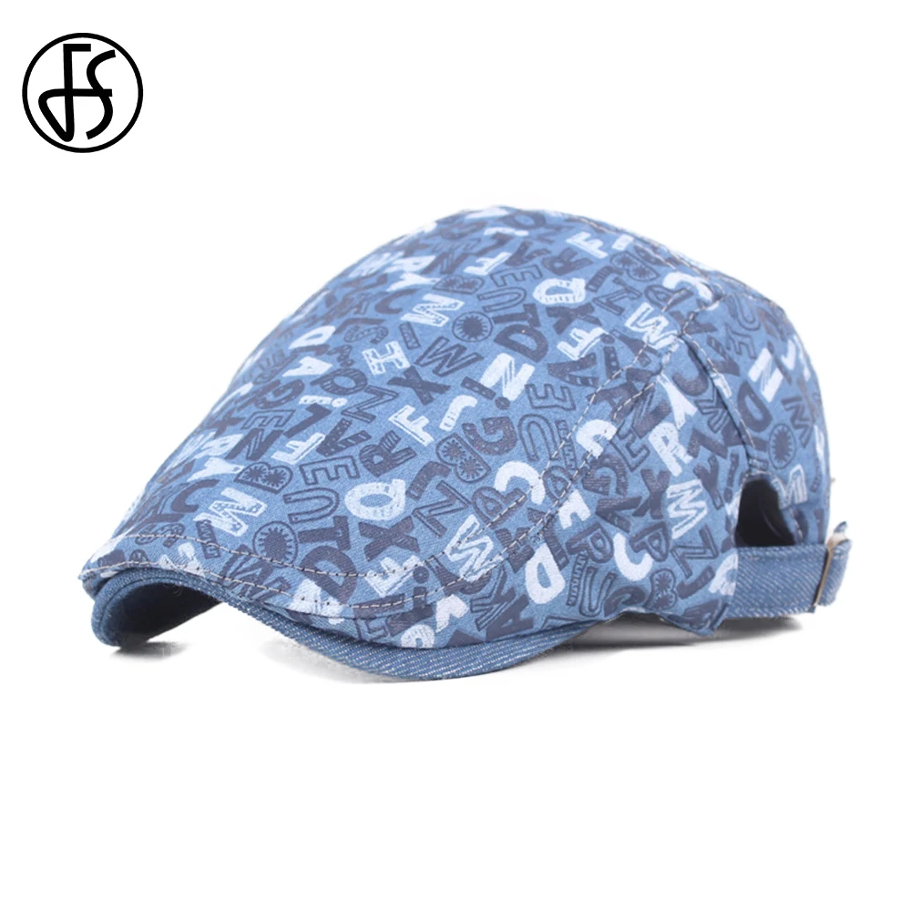 

FS Denim Beret Mens And Womens Casual Forward Hat Spring And Autumn Retro Newsboy Cap Men Sunbonnet Fashion Sum Versatile