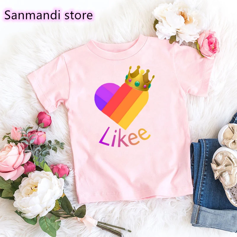 

Newest Rainbow Crown Likee Print Tshirt For Girls Birthday Gift Kids Clothes Harajuku Shirt Summer Fashion T-Shirt Streetwear