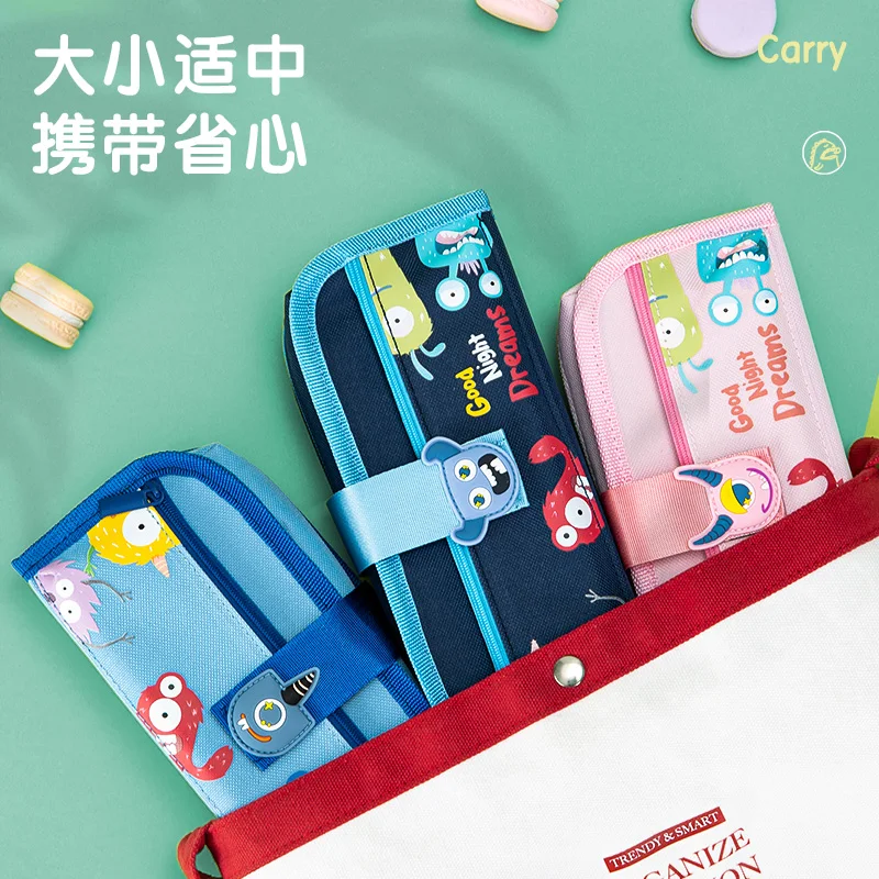 

Deli Cartoon Pencil Case Stationery Pouch Pen Bag for Students Gift Kawaii Blue Pink Color Large CapacitySchool Supplies