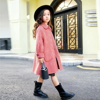 girls babys kids wool coat jacket 2021 red plaid warm thicken plus velvet winter autumn buttons long style%c2%a0childrens clothes