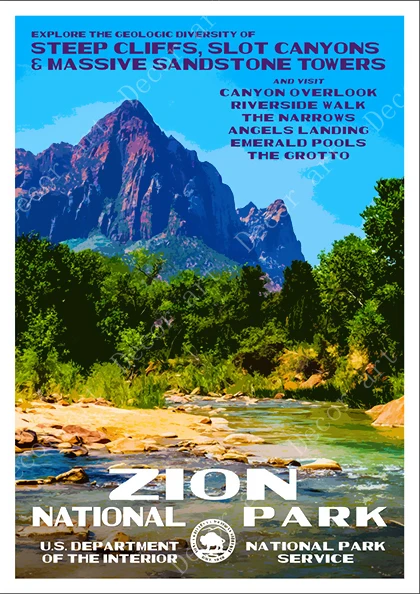 Постер на холсте с изображением национального парка спрингдейла Юта винтажные