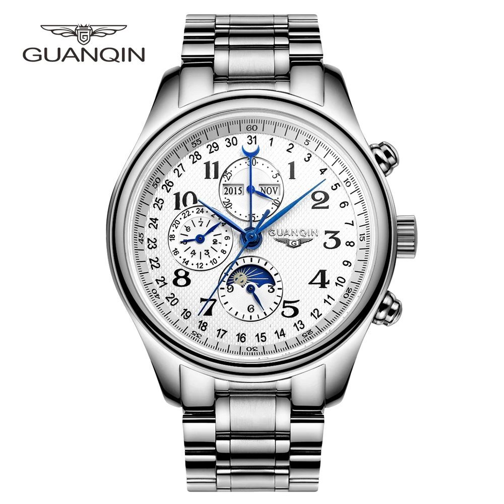 GUANQIN 2022 Automatic Watch For Men Mechanical Wristwatches Tourbillon Stainless Steel Sport Waterproof Date Clock Reloj Hombre