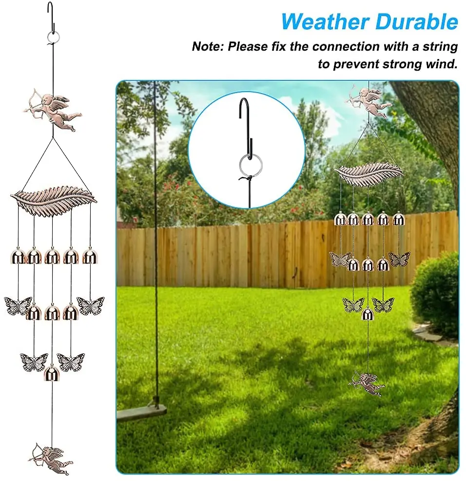 

35-дюймовые ангельские ветряные колокольчики, Колокольчик для погоды, прочный ангельский Колокольчик для шепота, металлические ветряные ко...