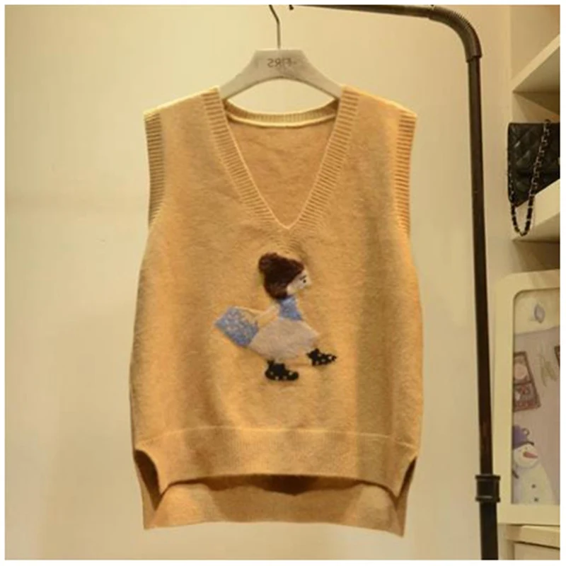 

Knit Vest Top Gilets Argyle Vest Vintage Vest Black Sweater Vest Sweater Y2K Winter Vest Women Kawaii Top Vest For Women