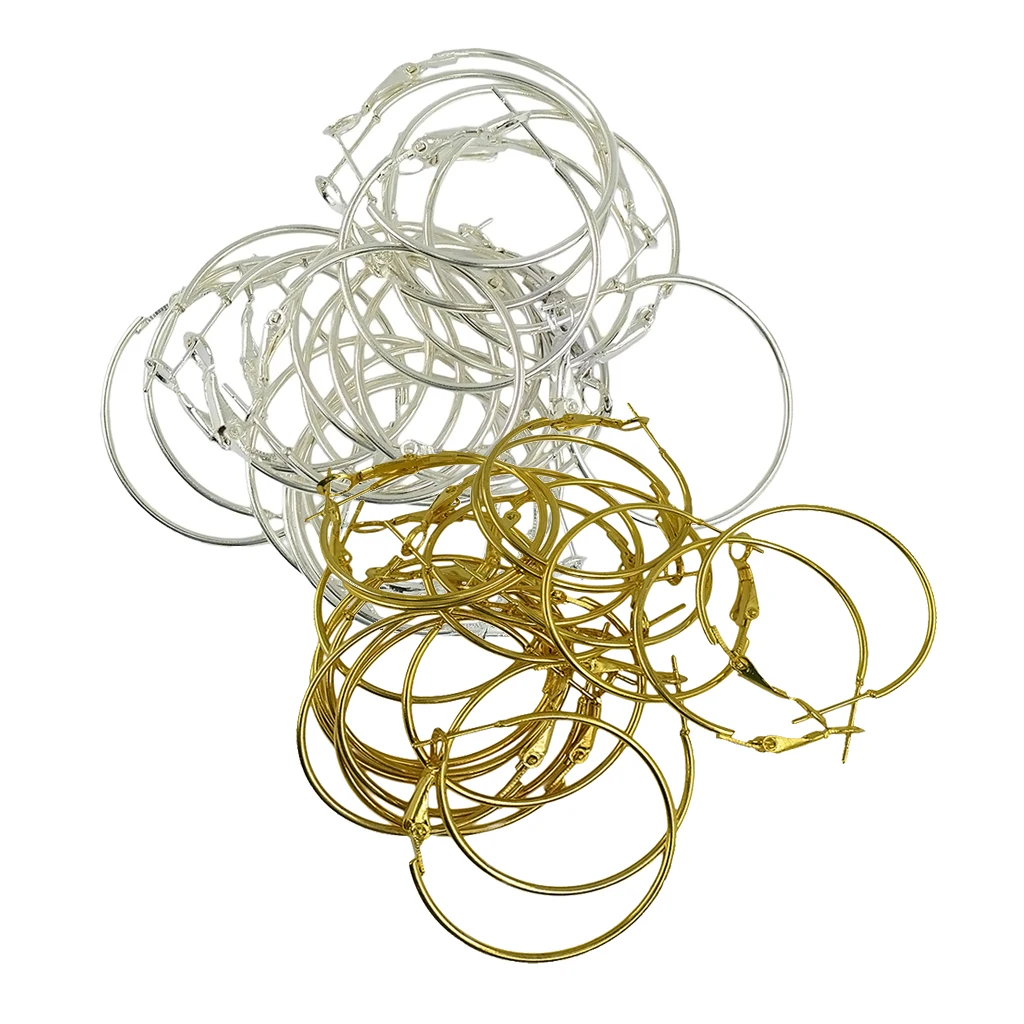 40 Pieces Fashion Women Copper Round Big Large Hoop Huggie Loop Earrings | Украшения и аксессуары