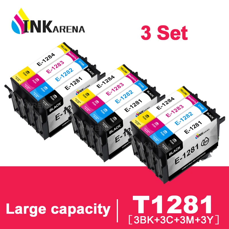 Комплект из 3 предметов Для Epson T1281 совместимый чернильный картридж для принтера