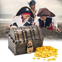 12pcs pirate treasure chest storage box plastic jewelry trinket keepsake holder retro toy organizer with lock party favor props