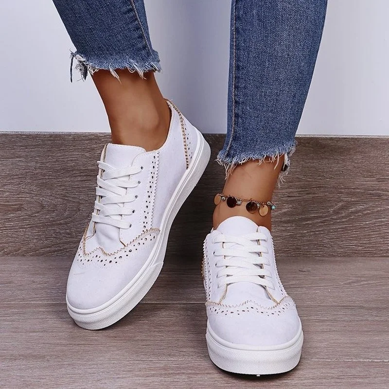

Fashion New 2021 Summer And Autumn Women's Shoes Thick-soled Casual Single Shoes Large Size Lace-up Travel Shoes
