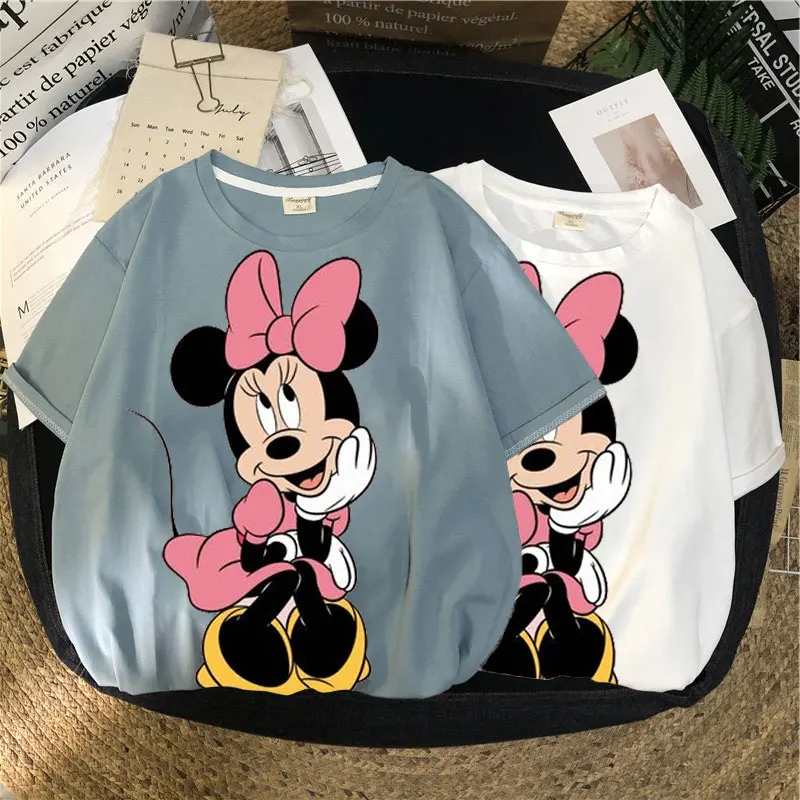Женская футболка Disney с принтом Минни Маус Повседневная Блузка коротким рукавом