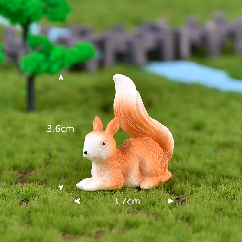 Squirrel No.6 Имитация маленькой лисы, заяц, кролик, белка, модель животного, фигурка, домашний декор, миниатюрное украшение для сада в виде Феи, аксессуары, статуя - Цвет: Squirrel No.6