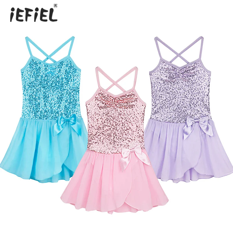Детское гимнастическое трико с блестками iEFiEL балетное платье-пачка одежда для