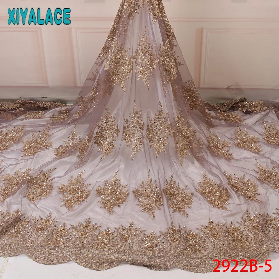 Горячая продажа бисерная кружевная ткань африканская свадебная 2019 с бисером для