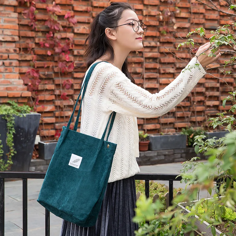 

Bags for Women 2021 Corduroy Shoulder Bag Reusable Shopping Bags Casual Tote Female Handbag for A Certain Number of Dropshipping