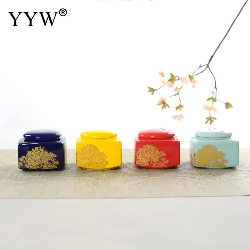 Коробка для чая с пионами емкость жестяная банка хранения цветная керамическая